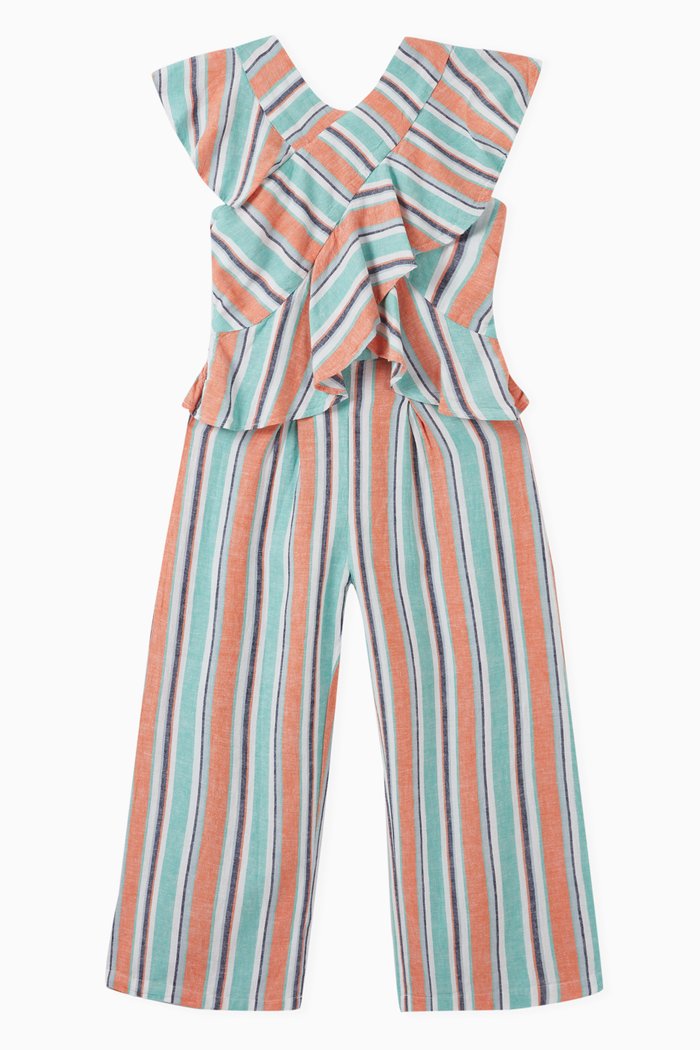 

Ruffle Wrap Stripe Jumpsuit, Multicolour