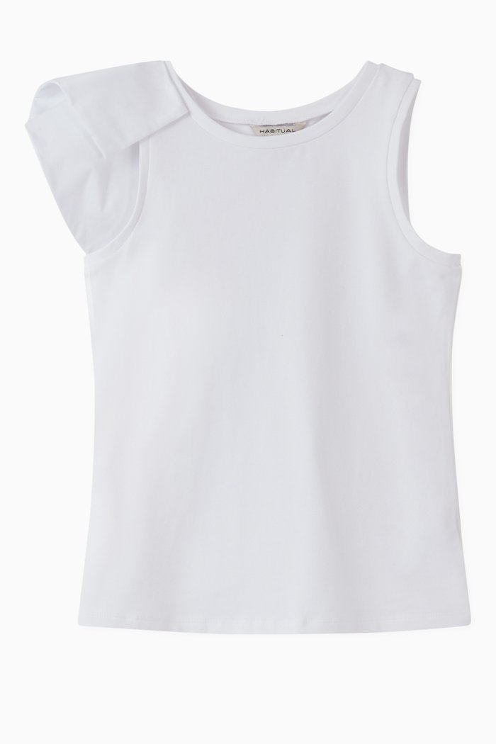 

Asymmetrical Sleeve Knit Tank, White