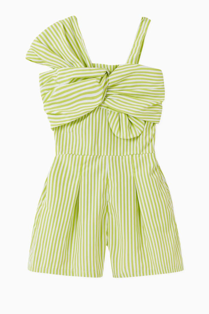 

Asymmetrical Ruffle Tie Romper, Green