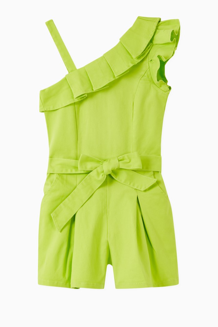 

Off-shoulder Ruffle Romper, Green