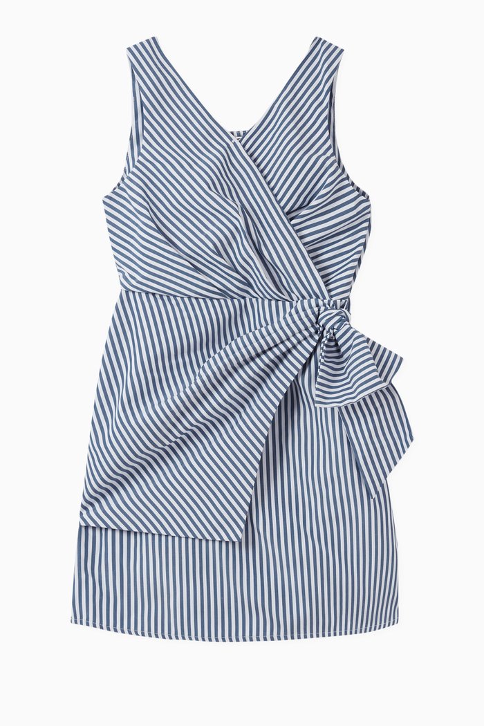 

Draped Mock Wrap Dress, Blue