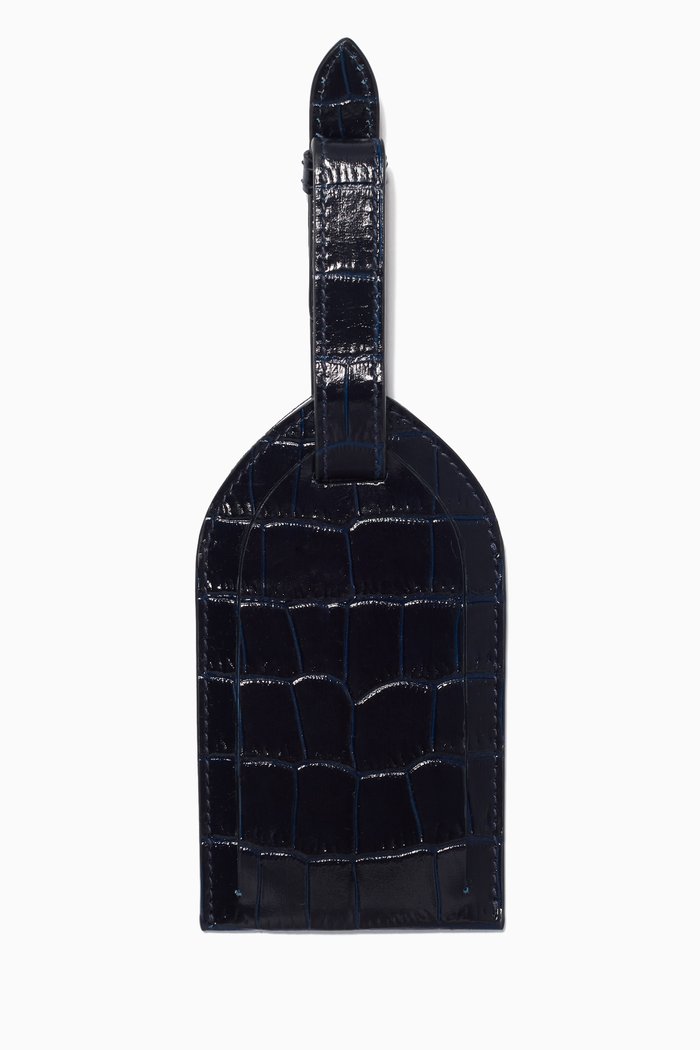 

Mara Luggage Tag in Calf Leather, Blue