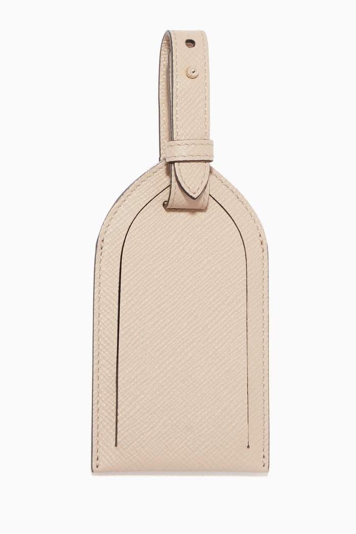 

Panama Luggage Tag in Crossgrain Leather, Neutral