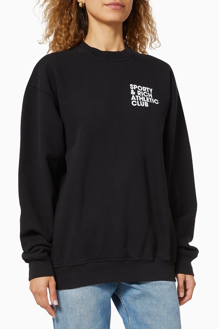 

Exercise Often Cotton Crewneck Sweatshirt, Black