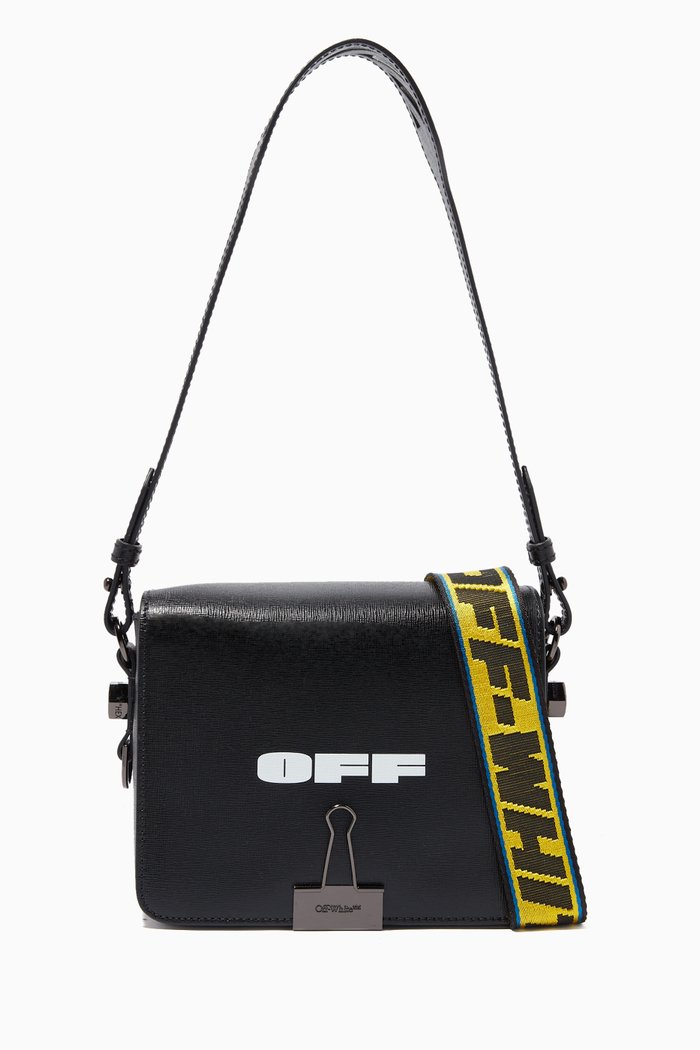 

Logo Flap Bag in Leather, Black