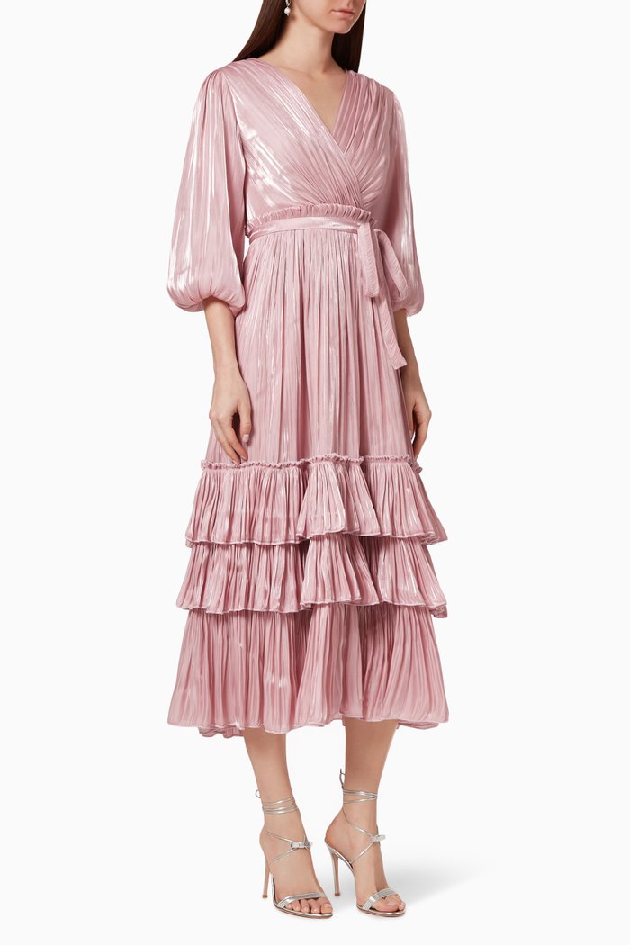 

Pleated Wrap Dress, Pink