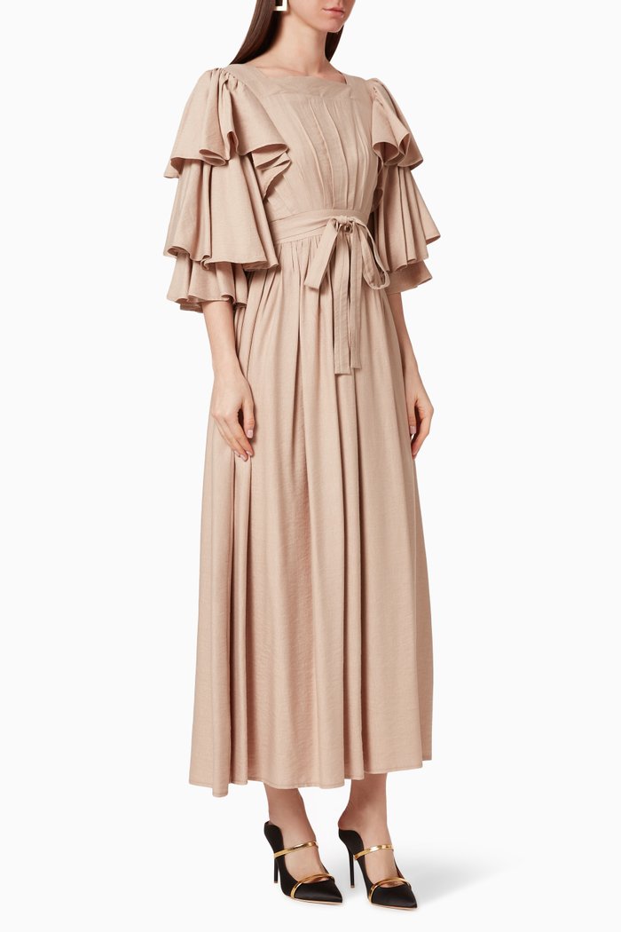 

Frill Cotton Dress, Neutral