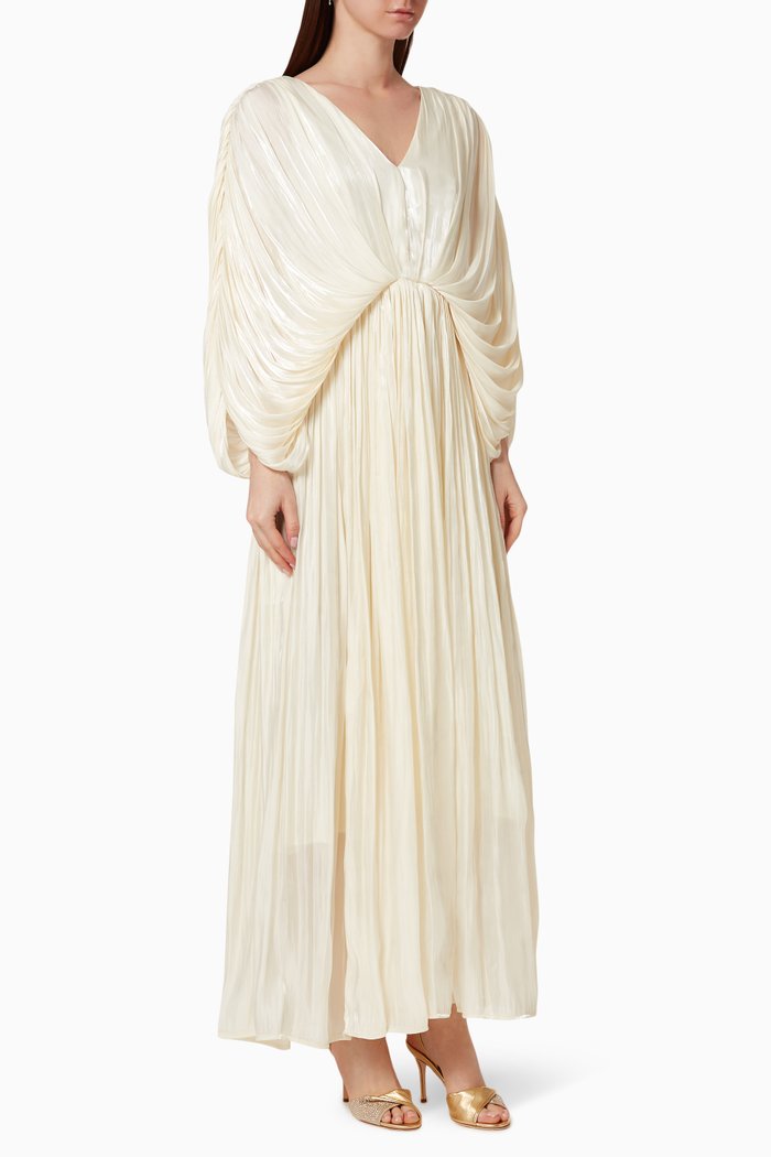 

Metallic Pleated Dress, Neutral