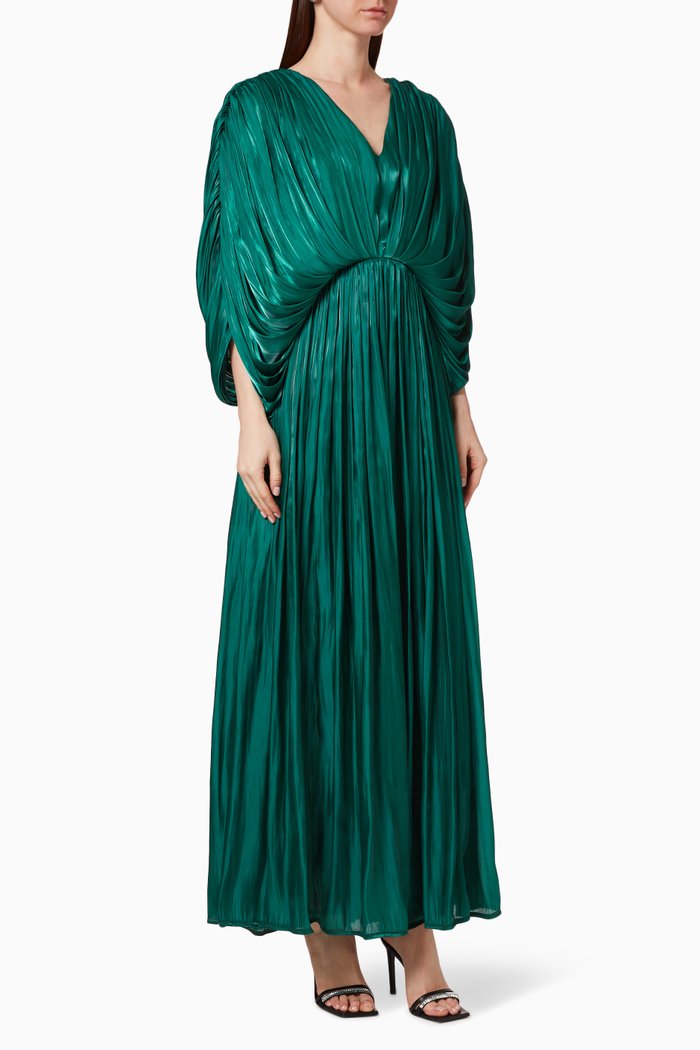 

Metallic Pleated Dress, Green