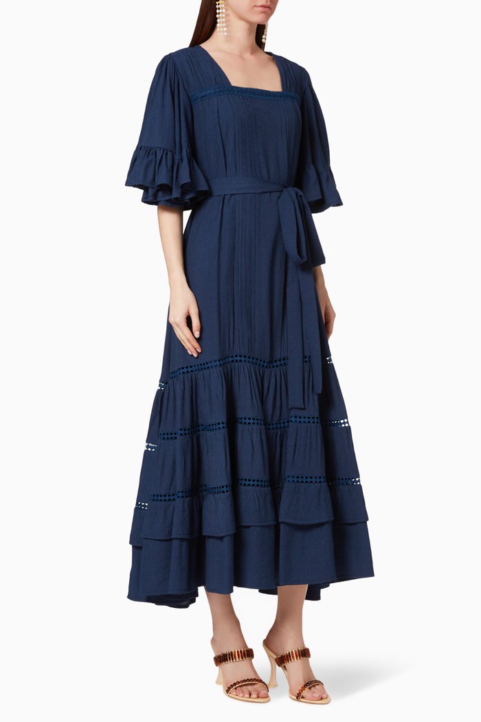 

Crochet Panel Dress, Blue