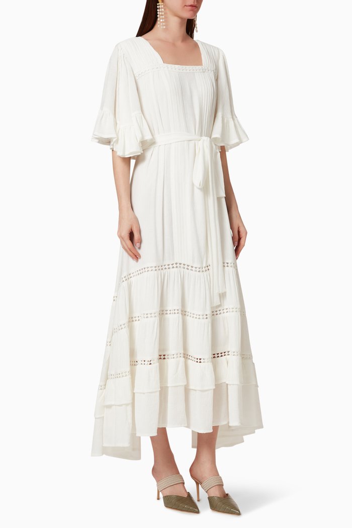 Crochet Panel Dress, White