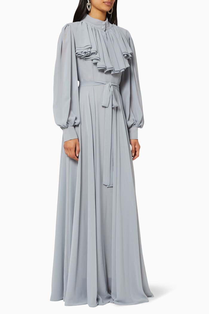 

Gathered Frill Dress, Green