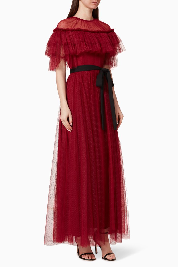 

Frill Tulle Dress, Burgundy