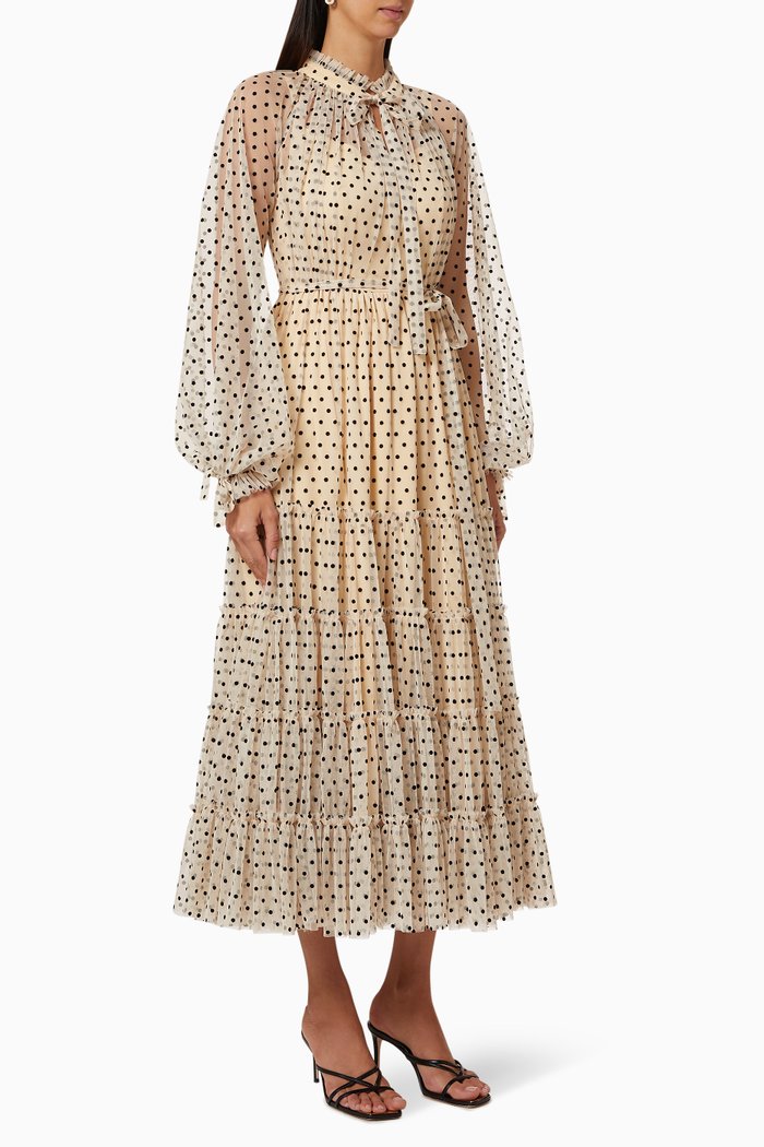 

Polka Dot Frill Dress, Neutral
