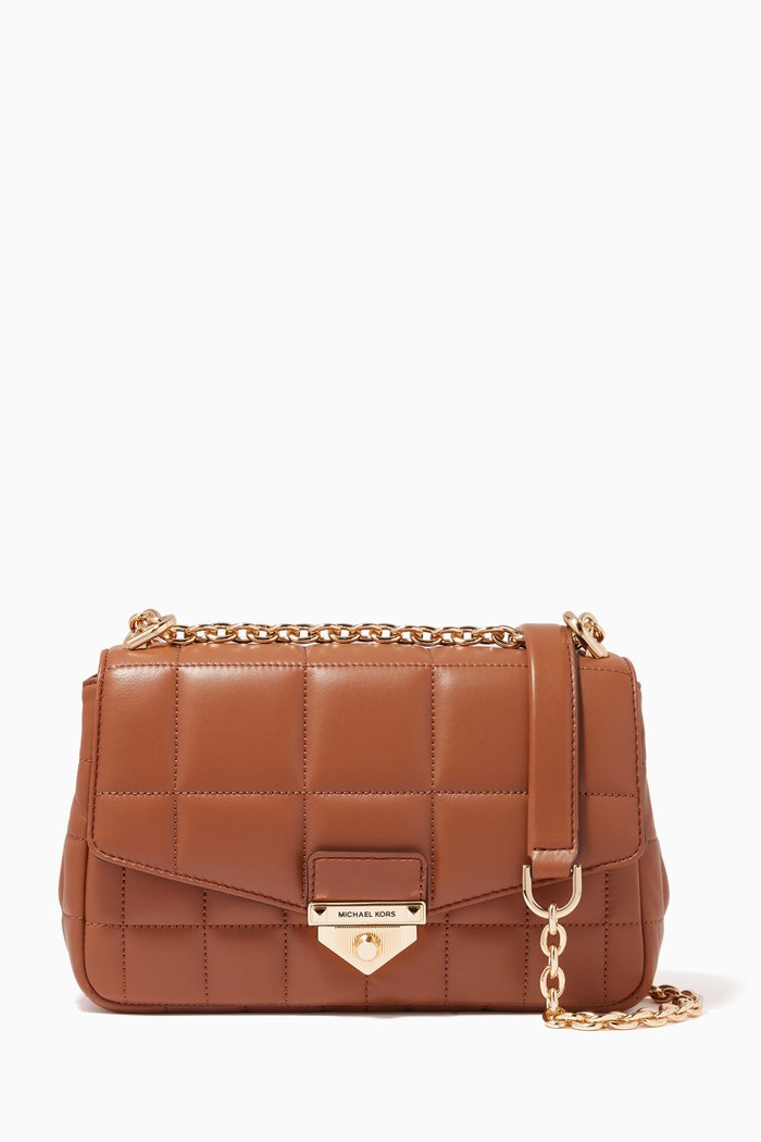 

Soho Large Shoulder Bag in Quilted Leather, Brown