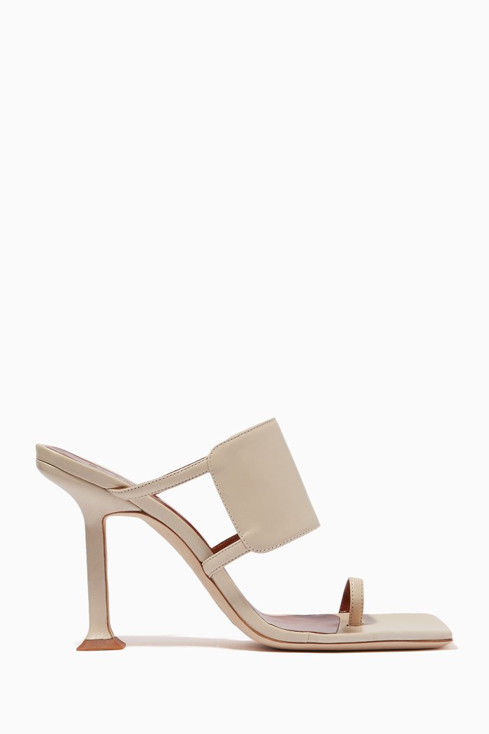 

Gigi 90 Mules in Leather, Neutral
