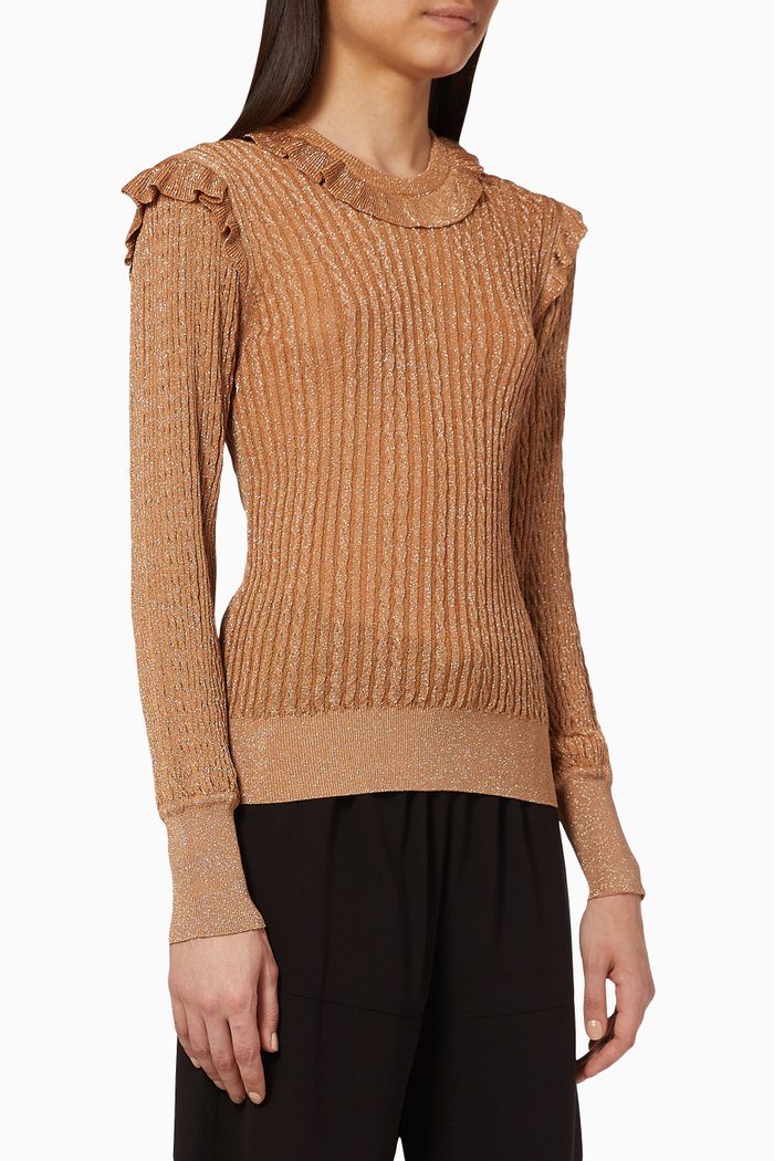 

Lurex Cable Knit Sweater, Neutral