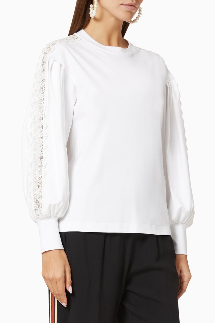 

Lace Trim Organic Cotton Top, White