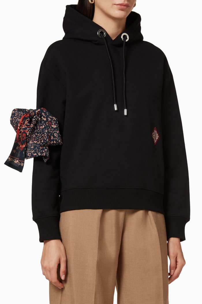 

Silk Scarf Organic Cotton Fleece Hoodie, Black