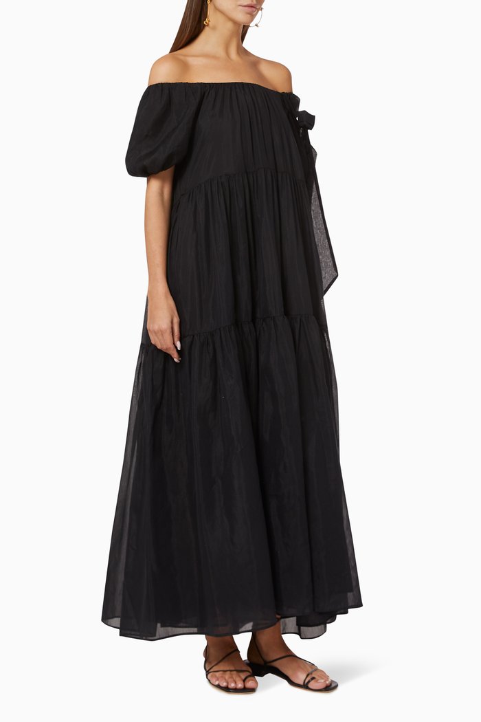 

Joana Silk Gauze Maxi Dress, Black