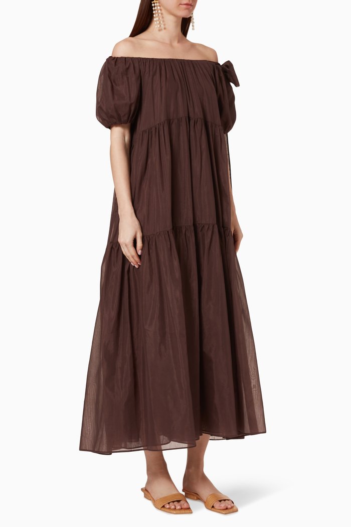 

Joana Silk Gauze Maxi Dress, Brown