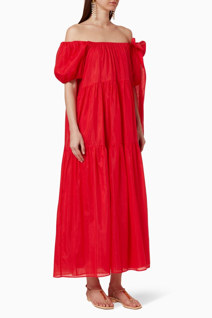 

Joana Silk Gauze Maxi Dress, Red