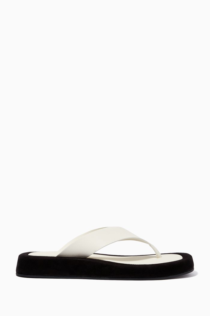 

Ginza Thong Sandals in Calf Leather, White