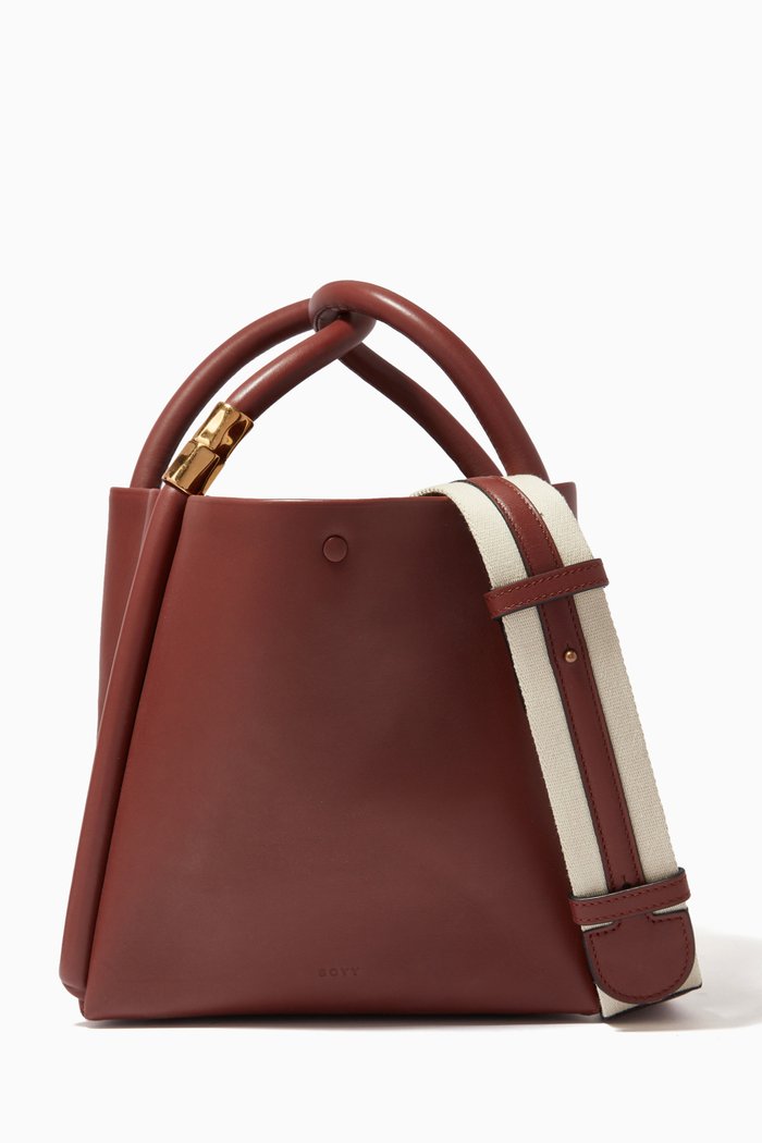 

Lotus 20 Slots Tote Bag in Calf Leather, Brown