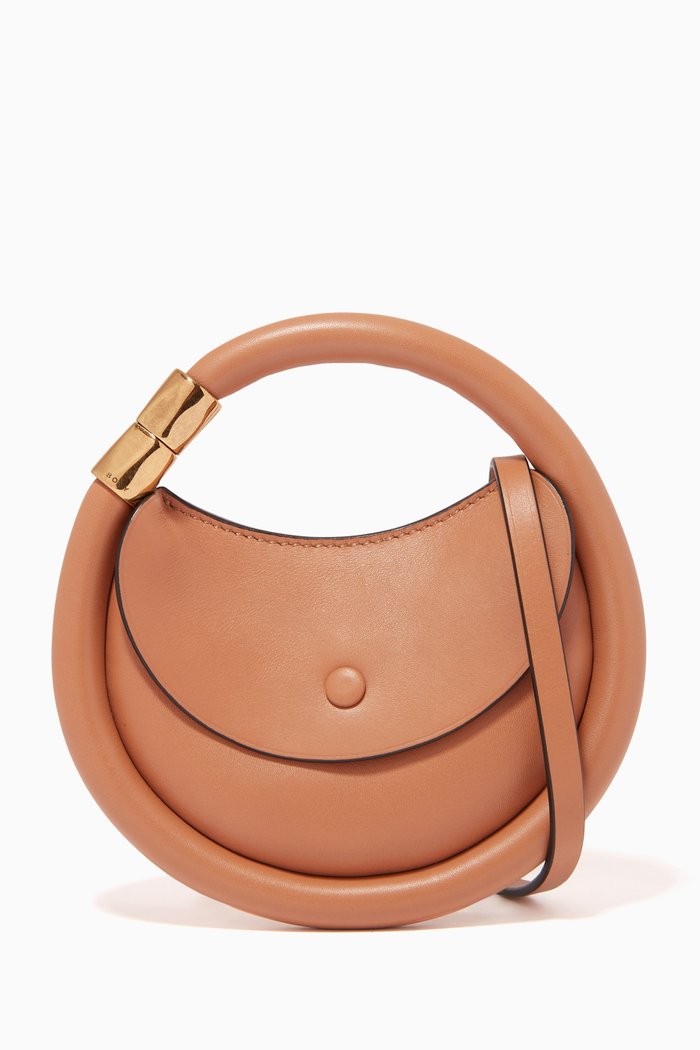 

Disc Crossbody Bag in Calf Leather, Brown