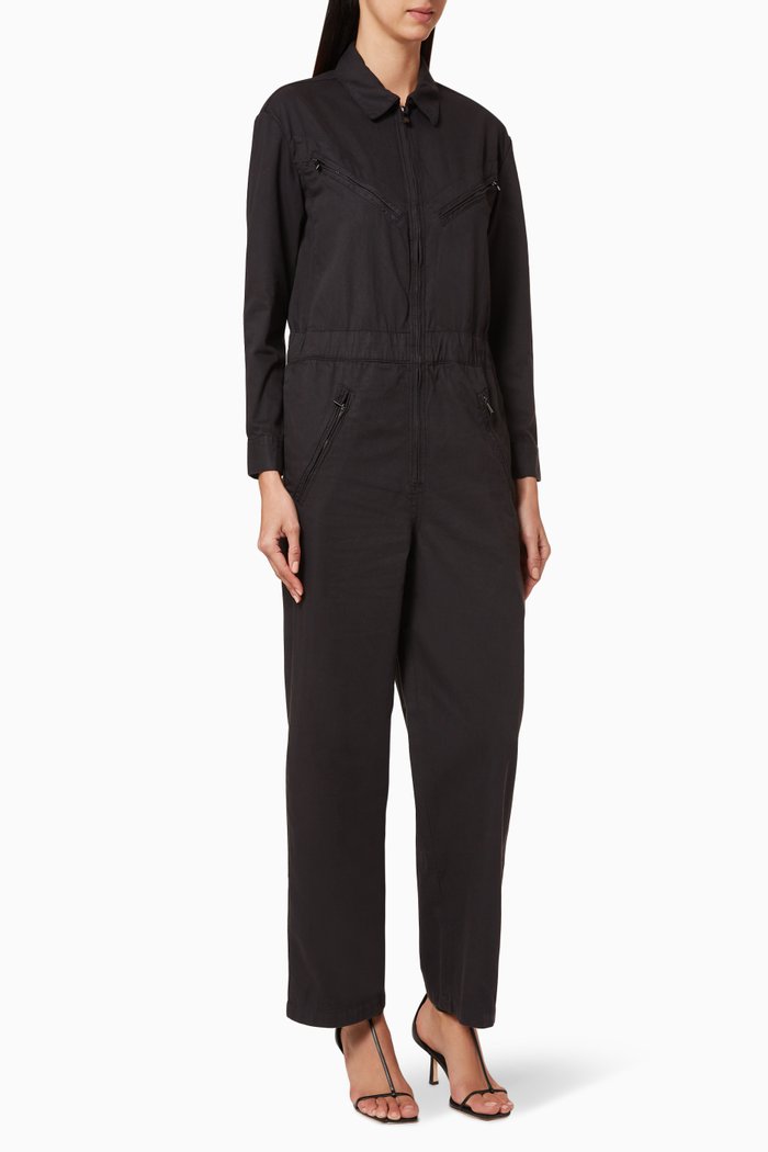 Utility Cotton Blend Jumpsuit, Black