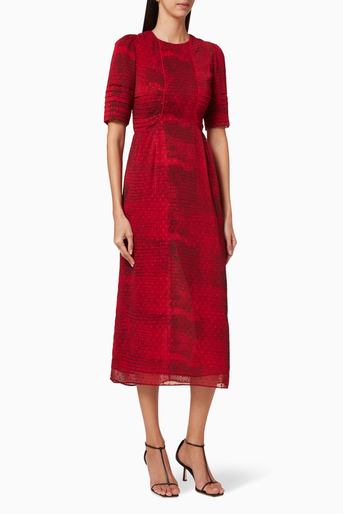 

Dobby Midi Dress, Red