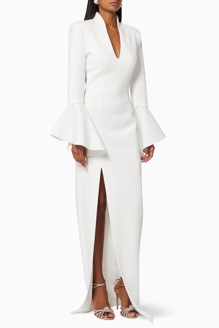 

Column Sleeve Gown, White
