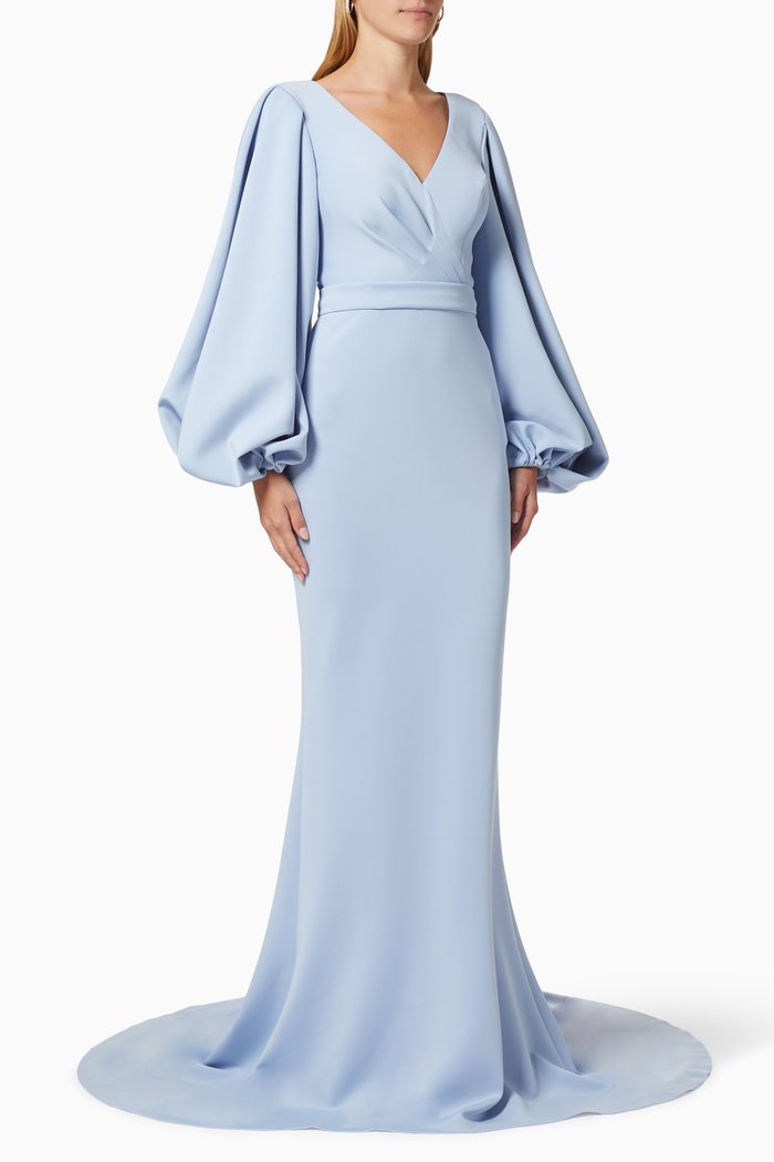

Balloon Sleeve Gown, Blue