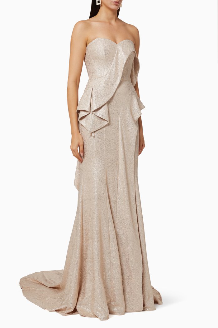

Metallic Panelled Gown, Gold