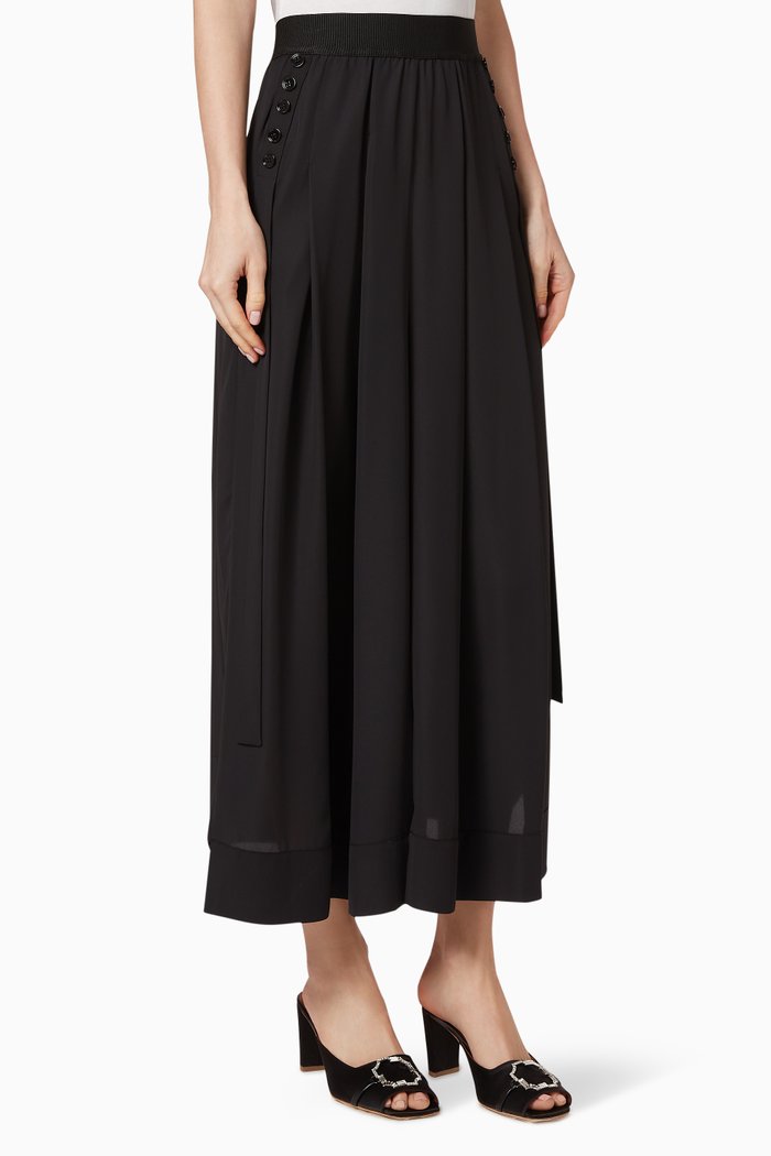 

Buttoned Wide-Leg Pants, Black