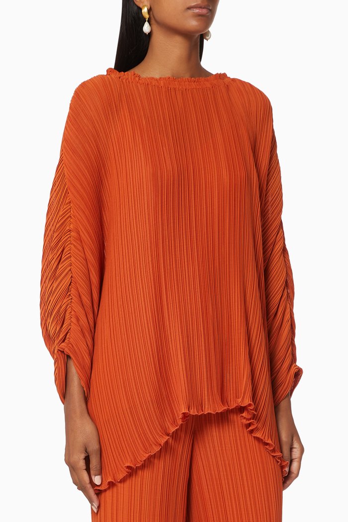 

Asymmetric Pleated Blouse, Red