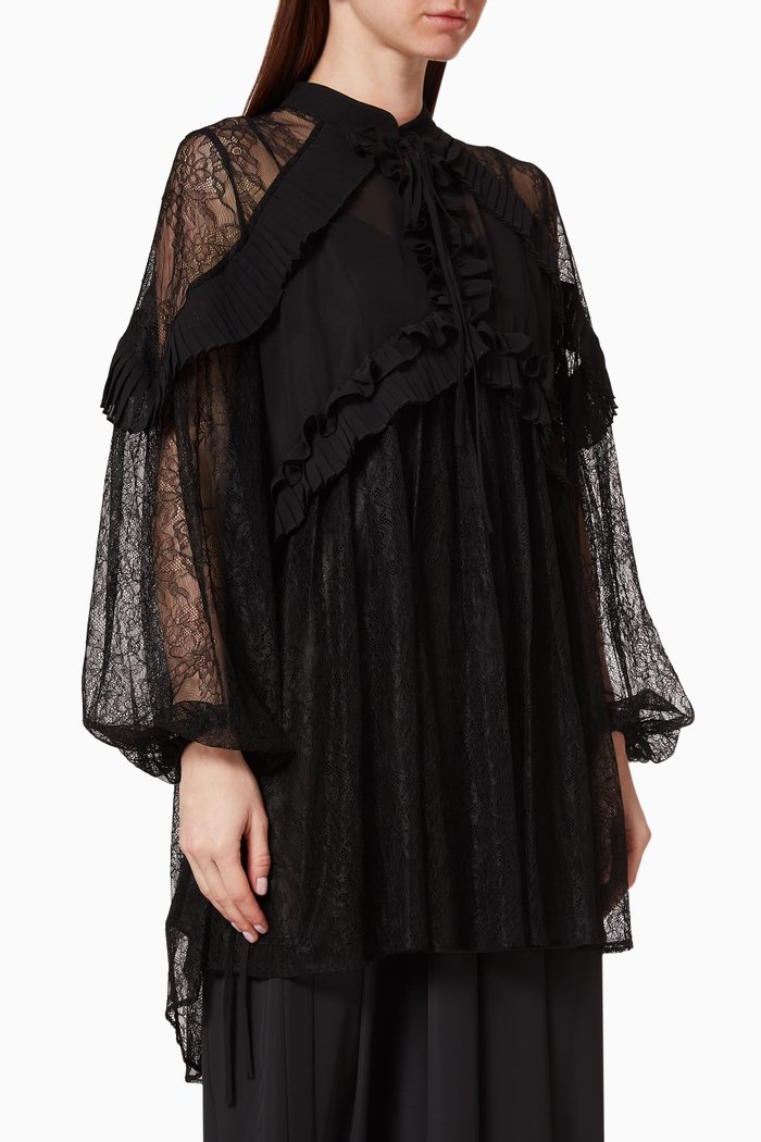 

Ruffle Lace Blouse, Black