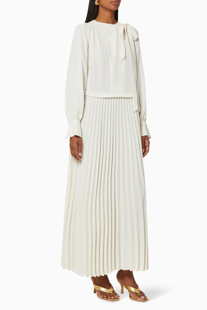 

Pleated Maxi Dress, Neutral