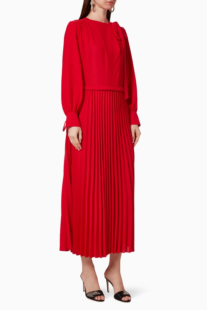 

Pleated Maxi Dress, Red
