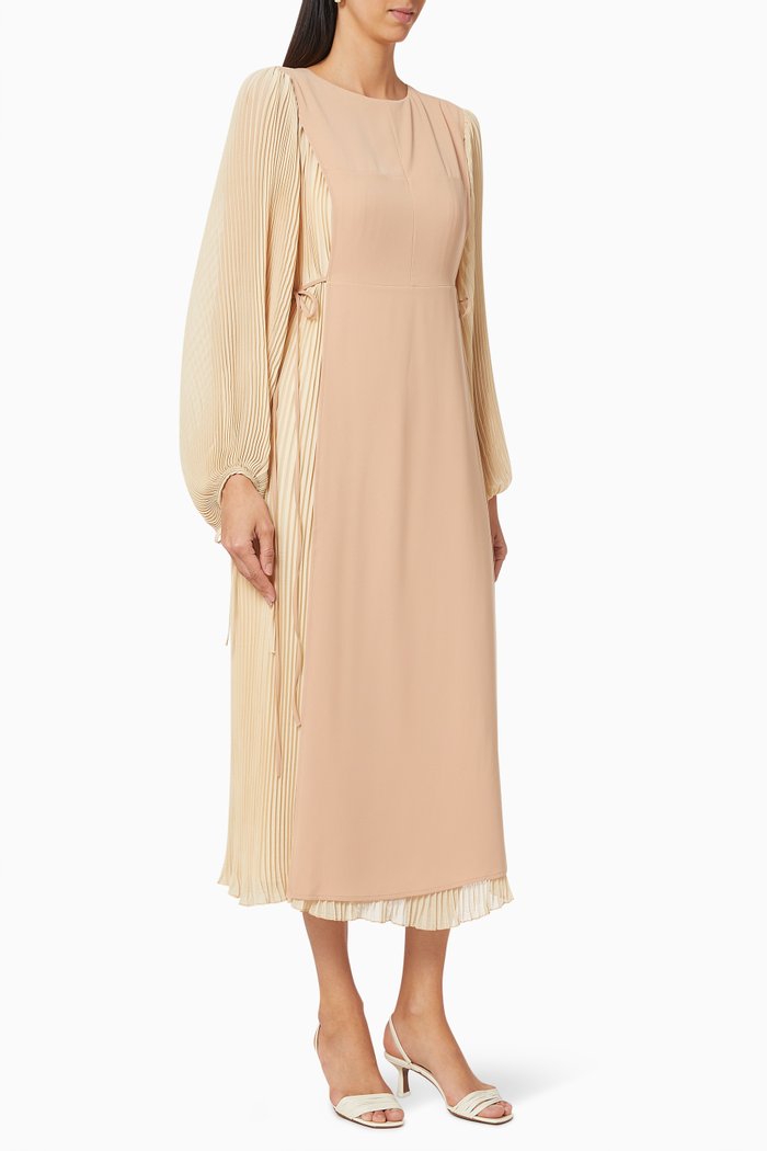 

Pleated Colour Block Dress, Pink