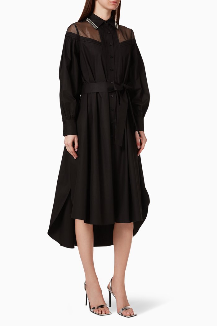 Belted Shirt Dress, Black