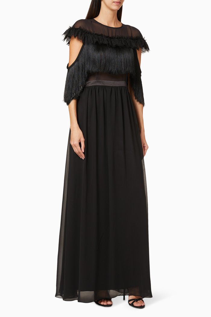 

Fringe Lace Dress, Black
