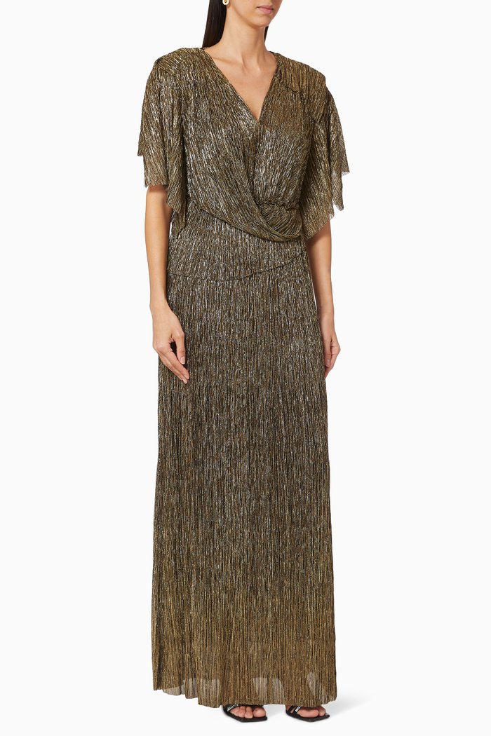 

Metallic Pleated Dress, Grey