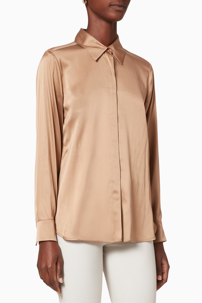 

Mosella Silk Satin Shirt, Neutral