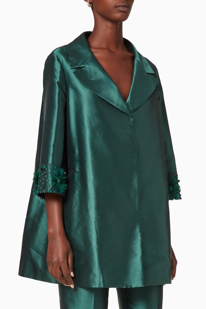 

Cesena Cotton & Silk Twill Duster Coat, Green