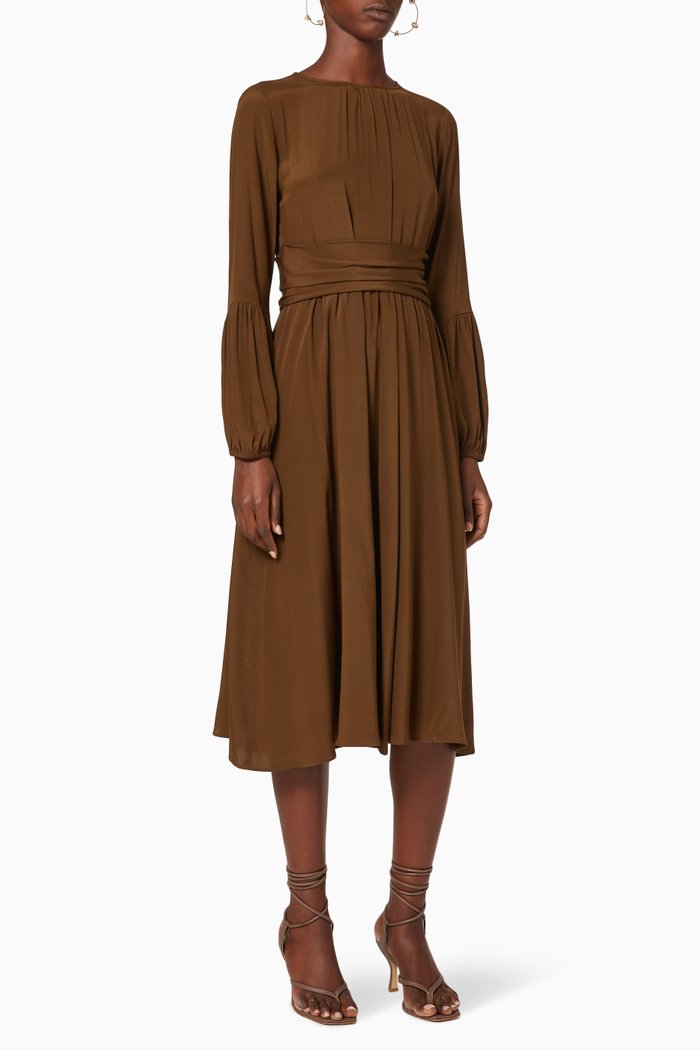 

Papiro Silk Satin Dress, Brown