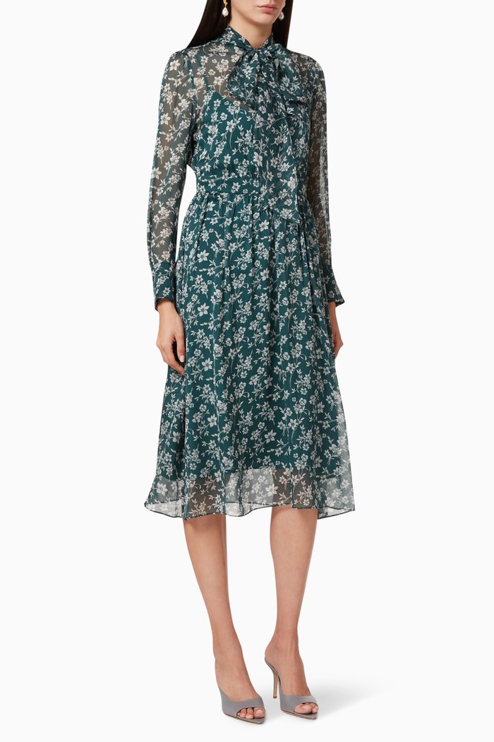 

Pagode Silk Chiffon Dress, Green