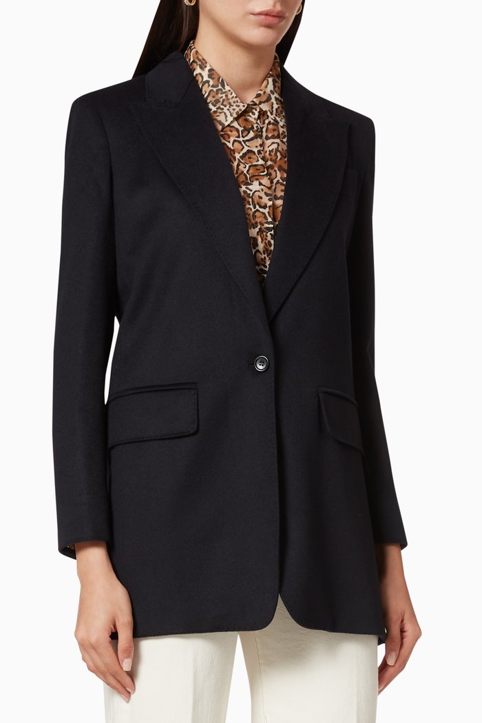 

Eva Camel Wool Blazer, Blue