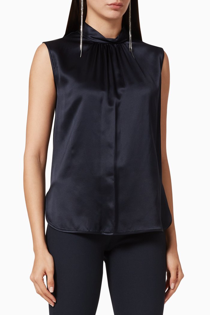 Dorina Silk & Jersey Top, Blue