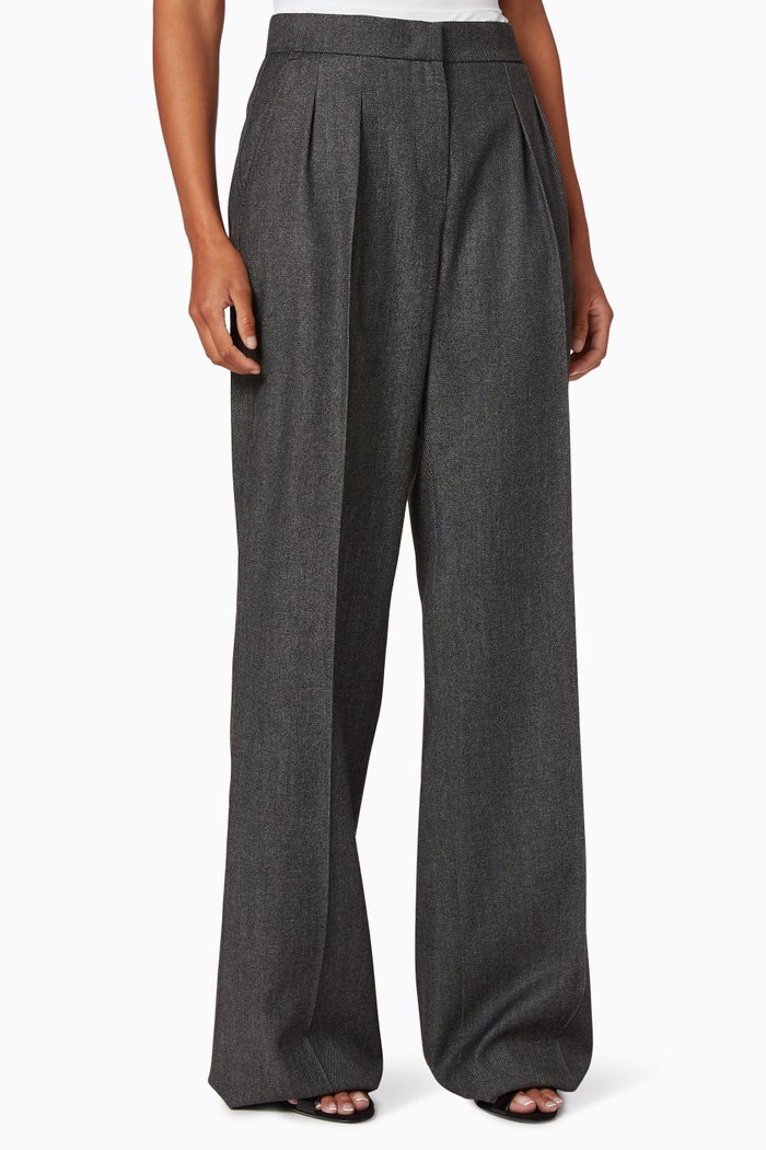 Pomez Denim-Effect Wool Pants, Black